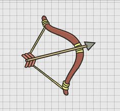 an image of a bow and arrow on a graph paper background with the text, how do you draw this?