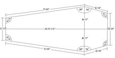 a drawing of the top section of a wall with measurements for each side and sides