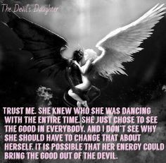 an angel sitting on top of a cloud with the words trust me she knew she was dancing