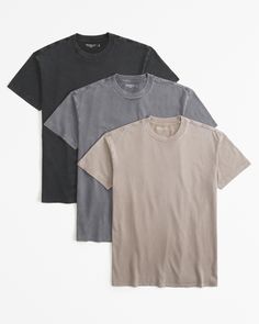 Elevate your everyday wardrobe with the Abercrombie & Fitch Men's 3-Pack Essential Tees in Taupe Multicolor. These tees are designed to provide both comfort and style with their relaxed-fit silhouette, which offers a bit more room through the shoulders and body compared to our core fit.

- Size: Small
- Color: Taupe Multicolor
- Material: Cotton
- Gender: Male
- Features: Short-sleeve, crewneck, straight hem, softAF fabric, 180g

Ideal for casual outings or lounging at home, these crew T-shirts Men’s Tops, Men’s Shirts, Male Features, Bf Gift, Summer Menswear, Abercrombie Men, Men Closet, T Shirts Men, Mens Fashion Casual Outfits