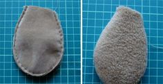 two pictures of a piece of cloth with a hole in the middle, and an object that looks like it has been sewn