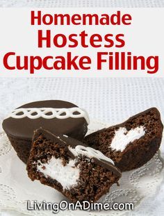 homemade hostess cupcakes with chocolate frosting and marshmallows on top