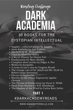 the dark academy flyer with glasses and books