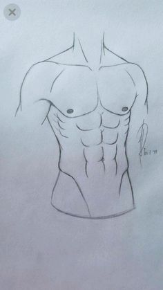 a drawing of a man's torso and chest