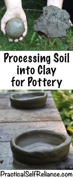 the process is being made with clay and then using it to make pots for pottery