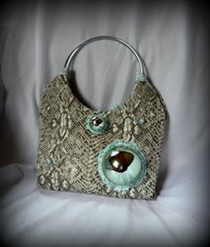 Handmade by Judy Majoros -Bubble Python  leatherette handbag.Recycled bag City Bag, Balenciaga City Bag, Balenciaga