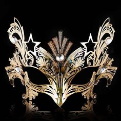 Womens Luxury Light Metal Laser-Cut Venetian Mardi Gras Masquerade Mask [Gold] Masquerade Ball Masks, Mardi Gras Masquerade, Mens Masquerade Mask, Butterfly Mask, Tiaras Jewellery, Venetian Masquerade