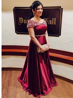 Party Gown Designs Indian, Bridal Party Wear Dresses, Long Gown Neck Designs, One Pices Dress Design For Party, Stylish Gowns Designs For Wedding, Red Gowns Dresses Indian Party Wear, One Pices Dress Design, 1 Pices Dress, Long Gown Designs Indian