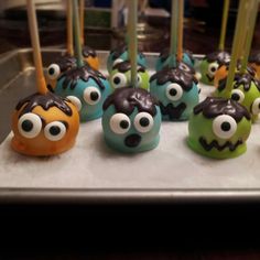 the cake pops are decorated like angry birds