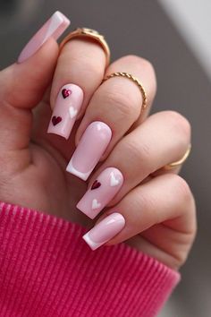 Basic Baddie Nails, Valentine Nail, Nails Arts, Valentine Nails, Viral On Tiktok, Baddie Nails, French Acrylic Nails, Blush Nails