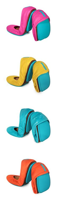 Travel in Tieks - the unique split-sole design allows the shoe to easily fold and fit into a purse or suitcase with room for multiple pairs! Planet Shoes, Coolest Shoes, Travel Flats, Motorcycle Travel, Modern Shoes, Travel Shoes, Look At You, Shoe Game