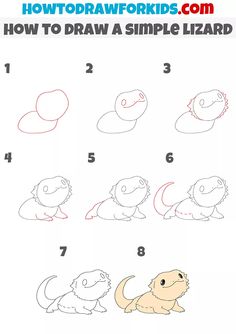 how to draw a simple lizard for kids