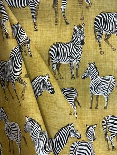 "The Africana Yellow drapery fabric is perfect for adding a touch of safari-inspired elegance to your space. With its vibrant yellow hue and subtle zebra pattern, this fabric brings a sense of adventure and charm to any room. Whether you're looking to make curtains, cushions, or other home decor items, while its friendly design creates a warm and inviting atmosphere. Get ready to infuse your home with the essence of the wild with Africana Yellow! FABRIC SAMPLES: *Actual colors may vary depending on individual monitor settings, please order a sample. Fabric Name for Sample Order: Africana Yellow Order your swatches here: https://www.etsy.com/listing/190677862/fabric-trim-samples FABRIC INFORMATION: - Content: Cotton Blend - Vertical Repeat: 25\" - Horizontal Repeat: 27\" - Width: 54\" - Cle Simply Safari, Coastal Fabric, Make Curtains, Pleated Drapery, Whimsical Home Decor, Zebra Animal, Zebras Animal, Whimsical Home, Zebra Pattern