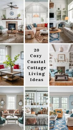 collage of cozy coastal cottage living ideas