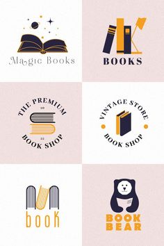 Best Logo Templates Design Book Logos Ideas, Book Branding Design, Logo For Bookstore, Books Logo Aesthetic, Book Store Logo Design, Library Logo Design Ideas, Book Store Names Ideas, Books Logo Design, Book Club Logos