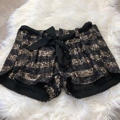 Brand New With Tags. In Great Condition. Super Cute Shorts Chic Embellished Shorts, Glamorous Embellished Shorts, Glamorous High Waist Sequin Shorts, Luxury Sequined Short Bottoms, Fitted High-waisted Sequin Shorts, Embellished Shorts, Sequin Shorts, Cute Shorts, Super Cute