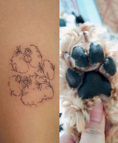 a dog's paw with flowers on it