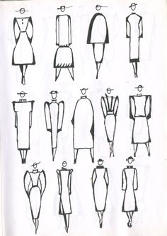 a drawing of different types of people's clothing