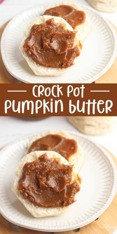 crock pot pumpkin butter on pita bread is an easy and delicious appetizer