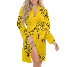 Mr Happy Little Miss Sunshine Yellow Women Sexy Lingerie Robe Kimono Cover Up Nightgown Sleep Mini Homewear Night Shirt Dress This lingerie is very suitable for valentines day, honeymoon day, sweet night date. Women Robes featuring long sleeve, oblique v-neck, removable belt with ties. Mini length can show your body perfectly, make you look elegant and feel soft all day, comfortable and lightweight on your skin, loose wrap robes will make you feel free, give you a relax night. Size Information: Relax Night, Nightgown Sleep, Mr Happy, Women Robes, Nightgown Pattern, Little Miss Sunshine, Sweet Night, Women's Robe, Sunshine Yellow