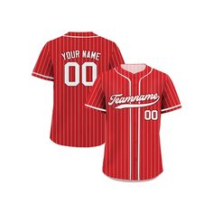 a women's red baseball jersey with the name and number, your name on it