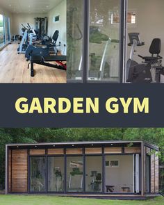 the garden gym is located in an open area with exercise equipment and other things to do