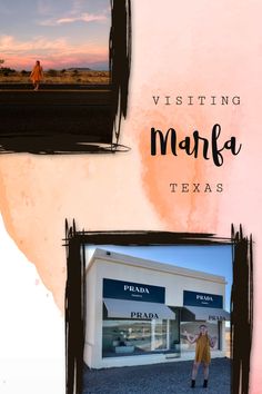 an advertisement for a store called visiting marfa texas with two women walking in the background