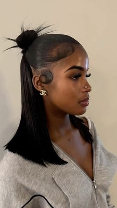 Sleek Black Women Hairstyles, Slick Back Ponytail Aesthetic, Black Women Hairstyles 90s, Scarf Hairstyles Straight Hair, Calm Hairstyles, Flipped Hairstyles Black Women, Exotic Hairstyles For Black Women, Updo Hairstyles Black Women, Job Hairstyles