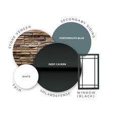 the color scheme for an interior design project, with different colors and shapes to choose from