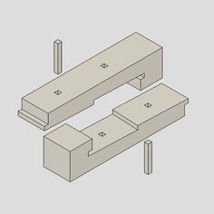 an image of a wooden bench with two pieces of wood attached to the top and bottom