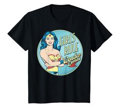 a black t - shirt with the words girls's rules written in front of it