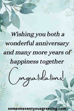 congratulations card with the words wishing you both a wonderful anniversary and many more years of happiness