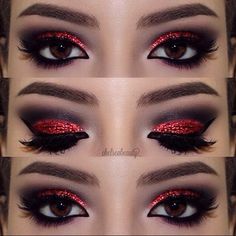 Trucco Smokey Eye, Carnaval Make-up, Cheer Makeup, Devil Makeup, Halloweenský Makeup, Halloween Make-up Looks, Red Halloween, Christmas Eye Makeup, Red Eye Makeup