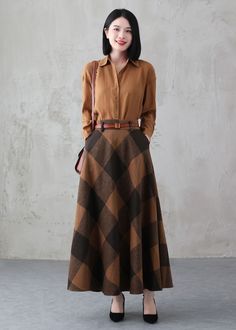 Wool Skirt Maxi Wool Skirt Long Green Wool Plaid Skirt - Etsy Classic Brown Wool Skirt, Fitted Wool Maxi Skirt For Fall, Classic Fall Maxi Skirt, Classic Relaxed Maxi Skirt For Fall, Wool Maxi Skirt For Fall Workwear, Classic Plaid Skirt For Fall, Brown Maxi Skirt For Workwear And Fall Season, Brown Maxi Skirt For Workwear In Fall, Classic Fitted Maxi Skirt For Fall