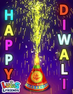 a happy new year poster with fireworks coming out of the top and colorful letters in the background