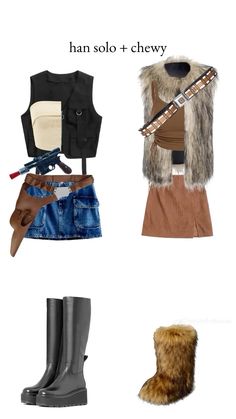 an image of clothes and accessories for the character han solo chewy from star wars