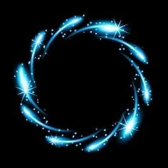 a blue circle with sparkles on a black background