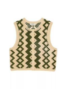 Shop Sandro Crochet Cardigan | Saks Fifth Avenue Gilet Crochet, Green Crochet, Cardigan Crop, Sandro Paris, Sleeveless Cardigan, Top Shirt Women, Knit Pants, Crochet Cardigan, Crochet Fashion