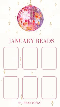 a poster with an ornament hanging from it's center and the words january reads