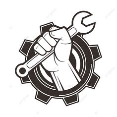 a hand holding a wrench over a gear wheel