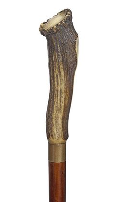 148. Stag horn Hunting Cane -Ca. 1890-Straight stag hor : Lot 148 Deer Antler Crafts, Antler Ideas, Walking Staff, Hantverk Diy, Hand Carved Walking Sticks, Antler Crafts, Craft Shed, Gothic Lingerie