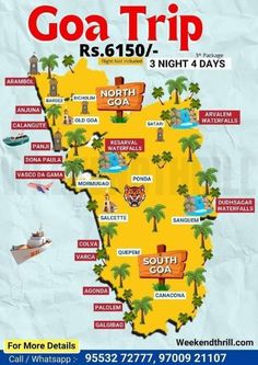 the map of goa trip is shown in yellow