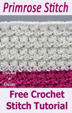 the crochet stitch is shown in pink and white