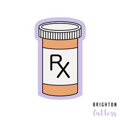 a jar of rx with the letter x in it's center and an arrow on