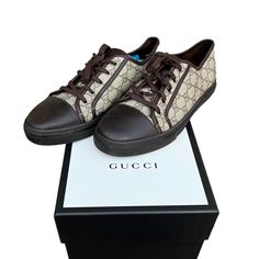 100% Authentic Shoes Are In Great Used Condition! Please View Photos! Laces May Need Light Cleaning So Many Compliments! Size 10.5 G Please Know Your Size In Gucci Sizing! Comes With Box Not Dust Bags! If You Have Any Questions Please Feel Free To Message Me Thank You! :) Authentic Shoes, Shoes Gucci, Gucci Shoes, Mens Shoes Sneakers, View Photos, Leather Trims, Men's Shoes, Dust Bag, Shoes Sneakers