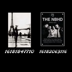 two black and white photos with the words the n b h d on them,