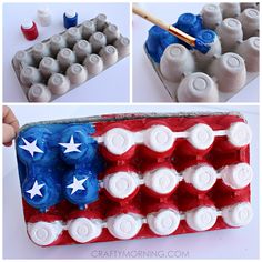 the american flag is made out of eggs and other things to make it look like an egg carton