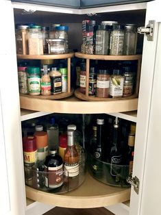 an organized pantry with spices and condiments