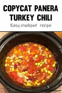 the best ever crockpot turkey chili in a slow cooker with text overlay