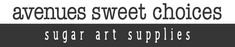 some type of font that is black and white with the words,'average sweet choices sugar art supplies '